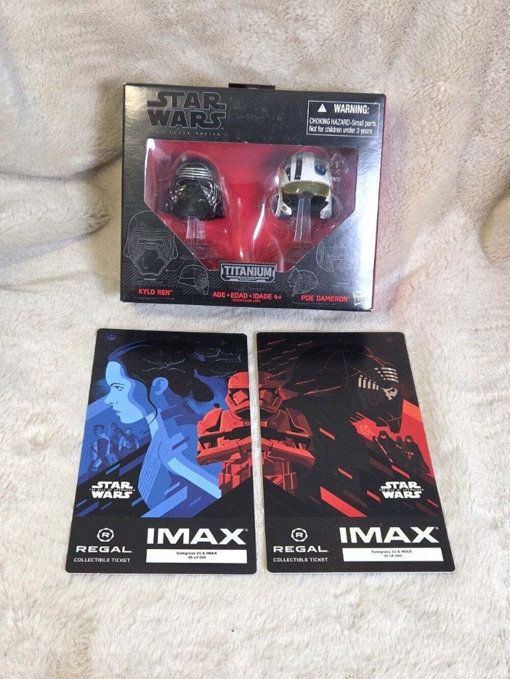 Star Wars Black Series Helmets - Poe & Kylo Ren - & 2 Collectible Movie Tickets